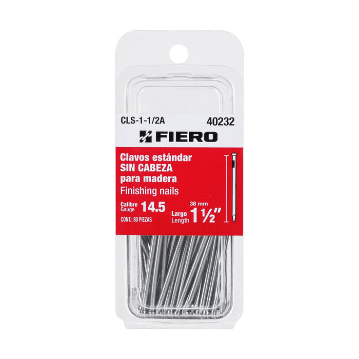 Blíster con 80 clavos estándar 1-1/2' sin cabeza, Fiero Código: 40232