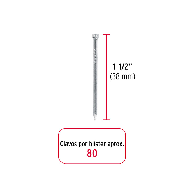 Blíster con 80 clavos estándar 1-1/2' sin cabeza, Fiero Código: 40232