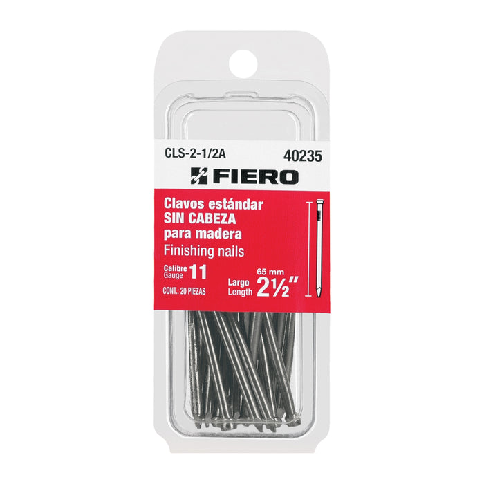 Blíster con 20 clavos estándar 2-1/2' sin cabeza, Fiero Código: 40235