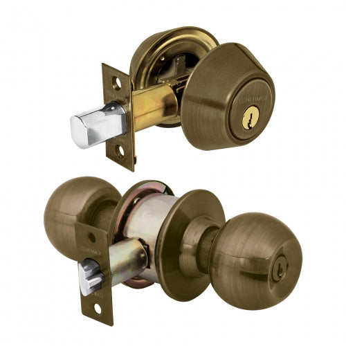 Combo cerraduras, llave-llave, latón antiguo, Hermex Basic 23620 CMB-22P