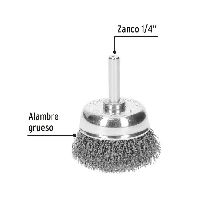 Carda de copa 1-3/4' alambre grueso para taladro, Pretul 21004 CO-2P