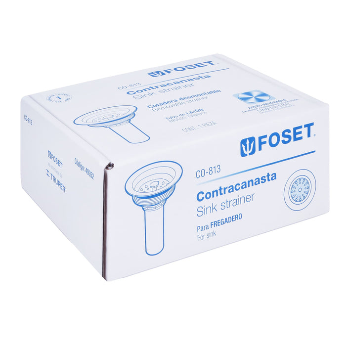 Contracanasta 3-1/2' inox, tubo latón, Foset 49352