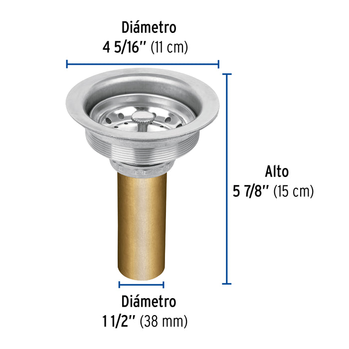 Contracanasta 3-1/2' inox, tubo latón, Foset 49352