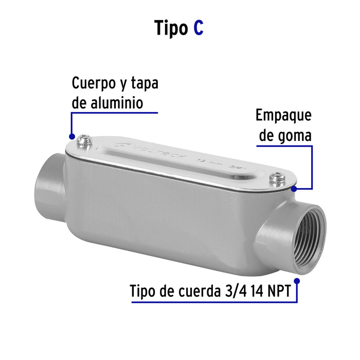 Condulet 3/4' conexión tipo C, Volteck 46983
