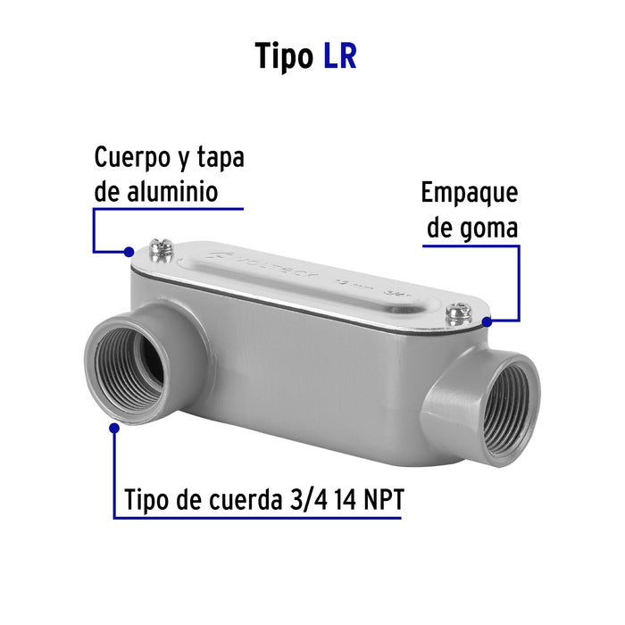 Condulet 3/4' conexión tipo LR, Volteck 46974