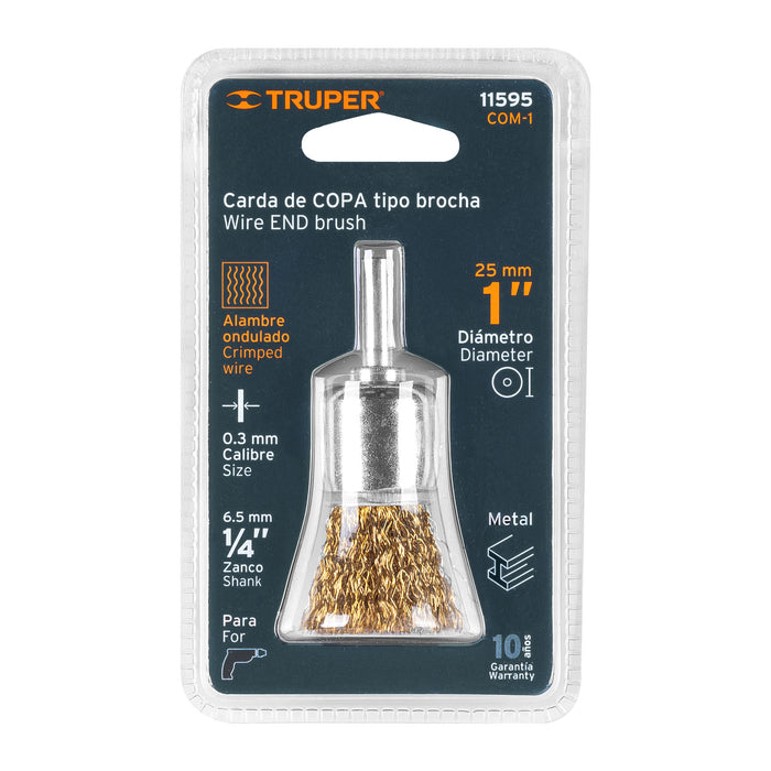 Carda de copa 1' alambre grueso para taladro, Truper 11595 COM-1