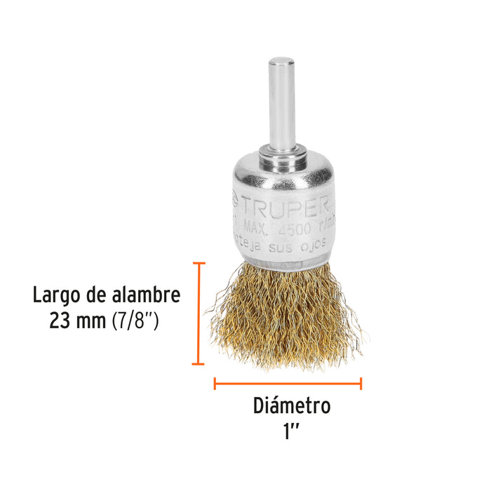 Carda de copa 1' alambre grueso para taladro, Truper 11595 COM-1