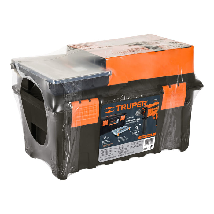 Rotomartillo 1/2' 650 W, caja para herramienta y organizador 10884 COMBO-100