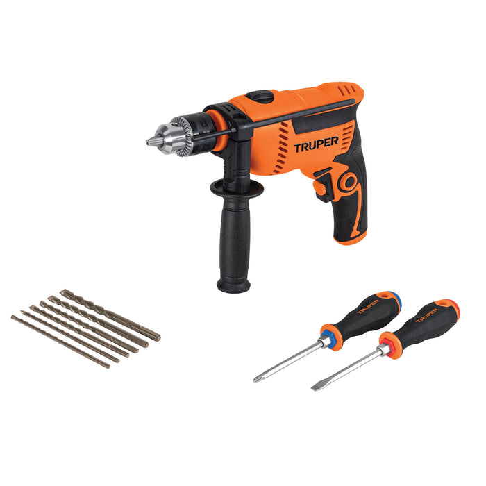 Rotomartillo 1/2' 650 W, 6 brocas y 2 desarmadores, Truper Código: 100291