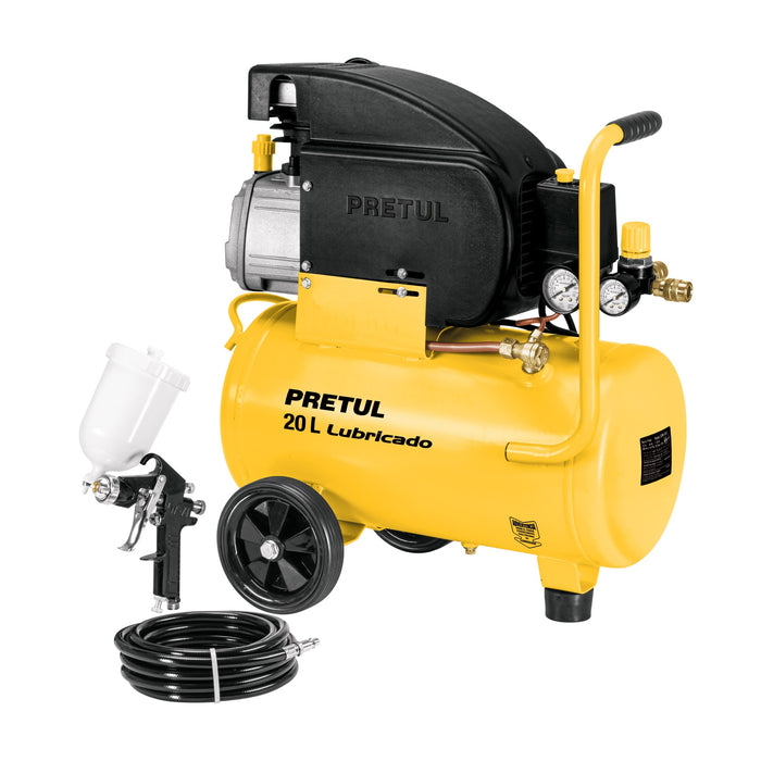 Kit Compresor de aire 20L 2½HP,manguera, pistola LVMP,Pretul 24079 COMP-KIT20P3