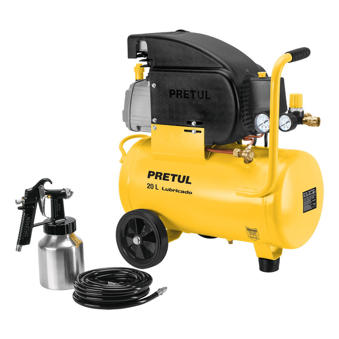 Kit Compresor de aire 20L 2½HP, manguera y pistola, Pretul 24357 COMP-KIT20P