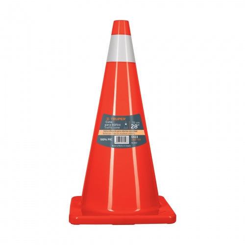 Cono de precaución de 70 cm de PVC con reflejante, Truper 13123 CONO-70R
