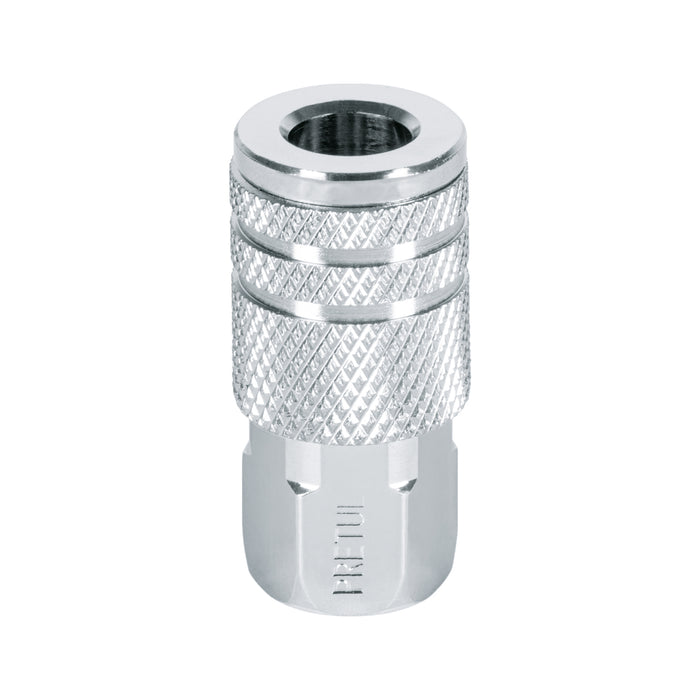 Cople acero, cuerda 1/4NPT, hembra, Pretul 27028