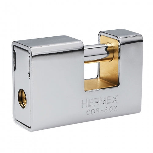 Candado antipalanca, 80mm, blindado, llave tetra, Hermex 43373 COR-80X