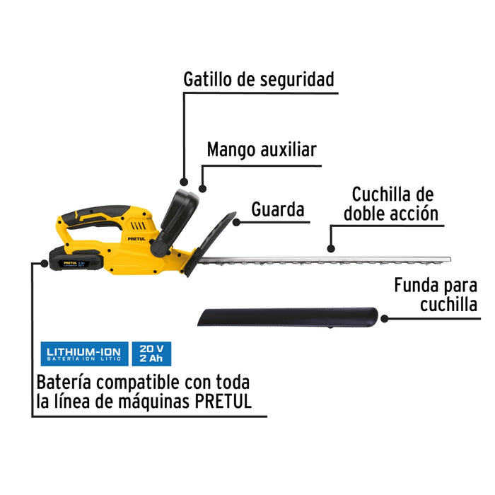 Cortasetos inalámbrico, 20 V, Pretul 28273 CORI-20P