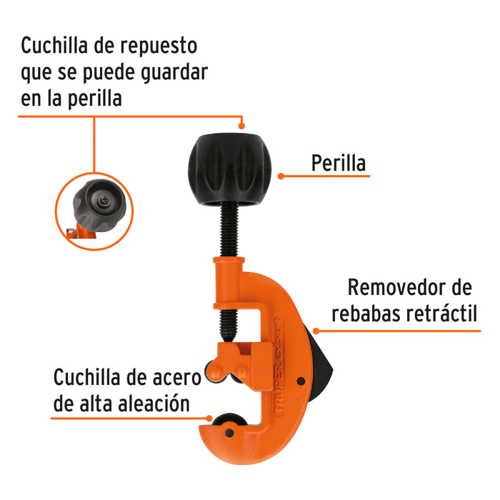 Cortador de tubo de cobre 1/8' a 1-1/8' cuchilla 17mm,Truper 12853 COT-30