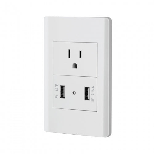 Placa armada blanca contacto y 2 puertos USB 1.5 mód, Lisboa 47971 COUSB-LB