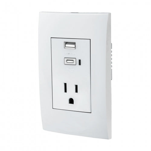 Contacto 2polos + tierra con 2 puertos USB, Oslo, blanco 48313 COUSB-OB