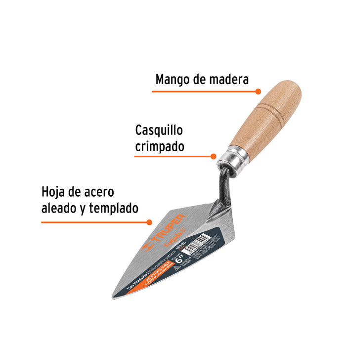 Cuchara para albañil 6' forjada tipo Filadelfia, Truper 12990 CT-6