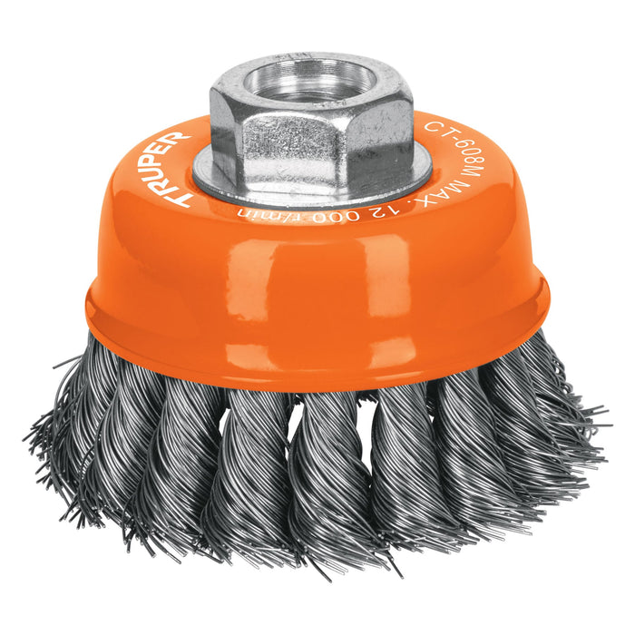 Carda copa 3' alambre trenzado fino, eje M14, Truper 14184 CT-608M