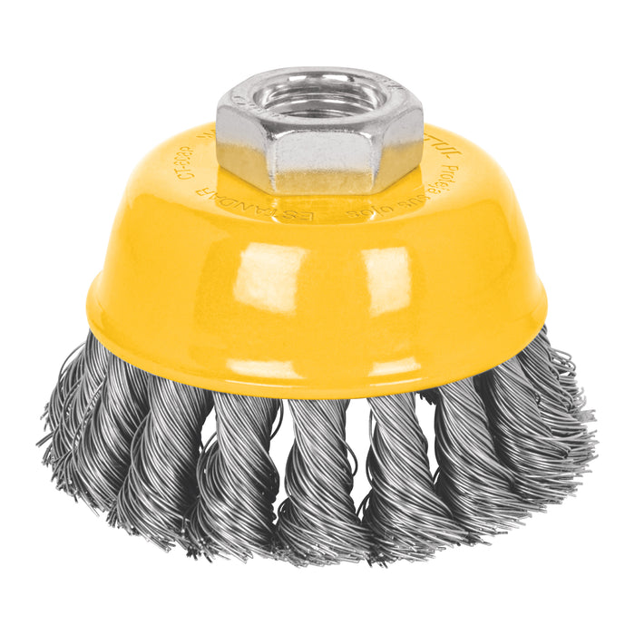 Carda copa 3' alambre trenzado fino, eje 5/8'-11, Pretul 28266 CT-608P
