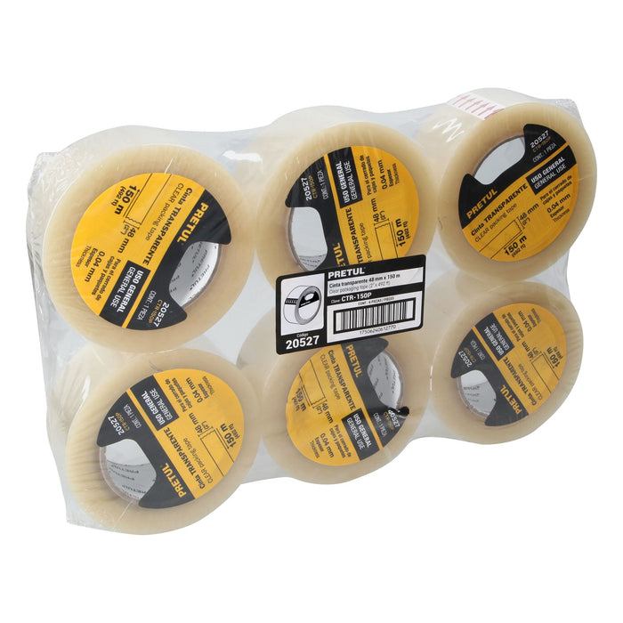 Cinta de empaque 48 mm x 150 m transparente, Pretul 20527 CTR-150P