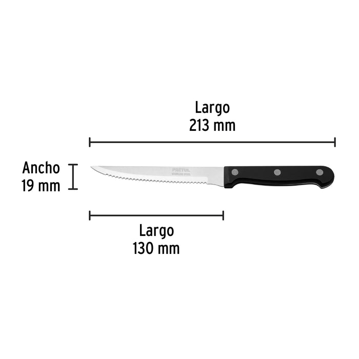 Cuchillo con sierra para asado 5' mango de plástico, Pretul 23092 CUCH-P52