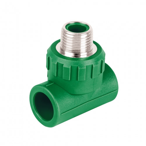 Tee macho de PPR 1/2' con inserto metálico, Foset 49838 CV-711