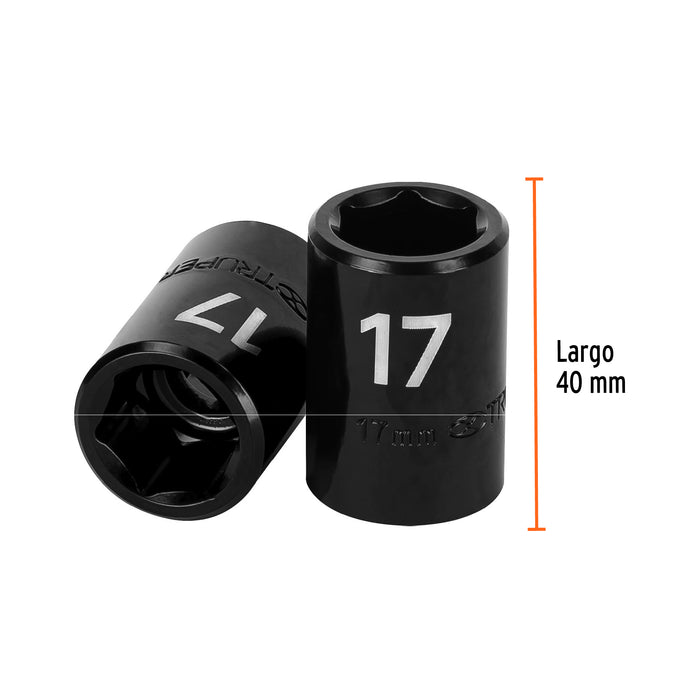 Dado cuadro 1/2' de impacto 6 puntas de 17 mm, Truper 12417 D-7417-M