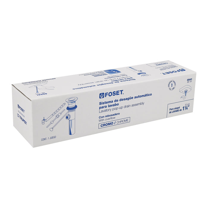 Contra p/lavabo c/rebosadero y sist automático, cromo, 1-1/4 49441