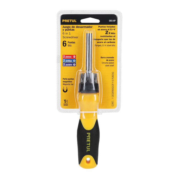 Desarmador con 6 puntas, Pretul 21372 DES-6P