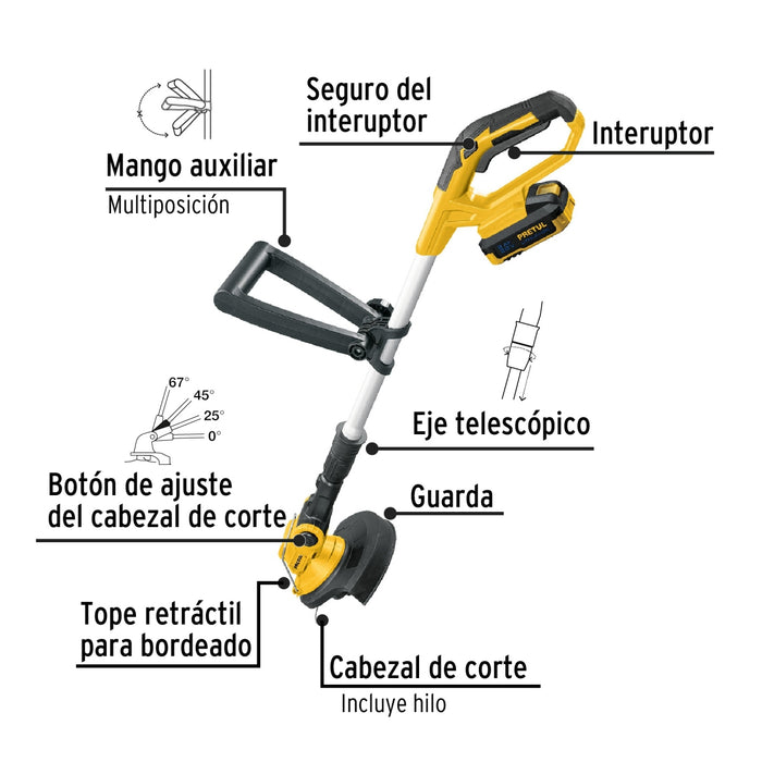 Desbrozadora inalámbrica, 20 V, Pretul 28272 DESI-20P