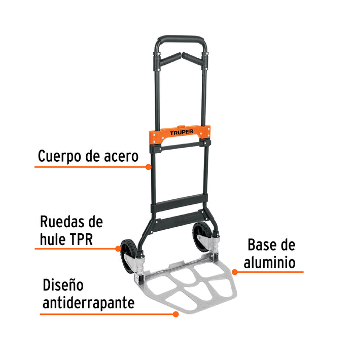Diablo de carga, plegable, mango abatible, 170 kg, Truper 103199 DIA-170