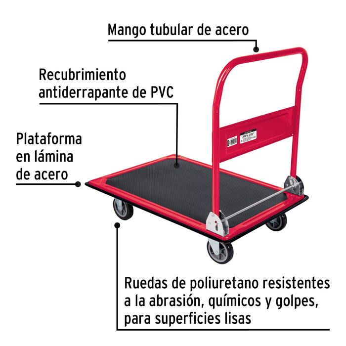 Carro de carga plegable tipo plataforma, 300 kg, Pretul 49907 DIA-300P
