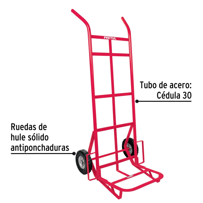 Diablo de carga de 300 kg, ruedas sólidas, doble balero 44477 DIA-300
