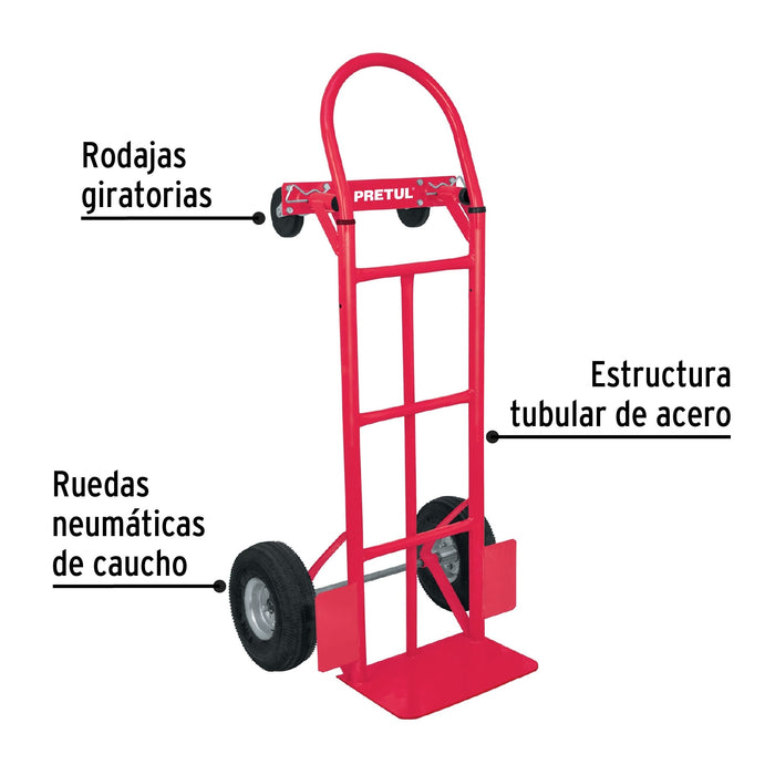 Diablo de carga de 385 kg, de plataforma, ruedas neumáticas 42710 DIA-385P