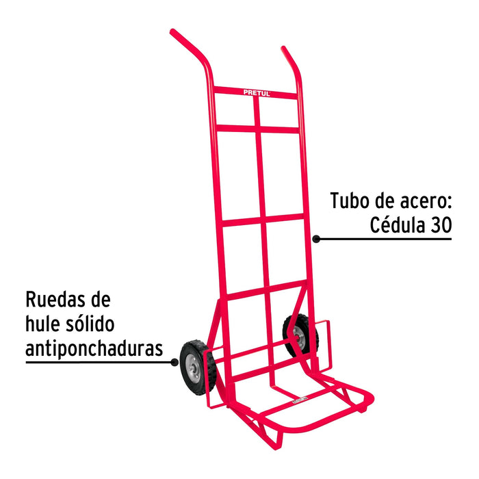 Diablo de carga de 400 kg, ruedas sólidas, doble balero 44478 DIA-400