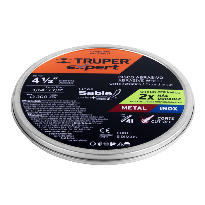 Disco Tipo 41 de 4-1/2' x 1.2 mm corte fino de metal, Expert 11901 DICOF-4512X