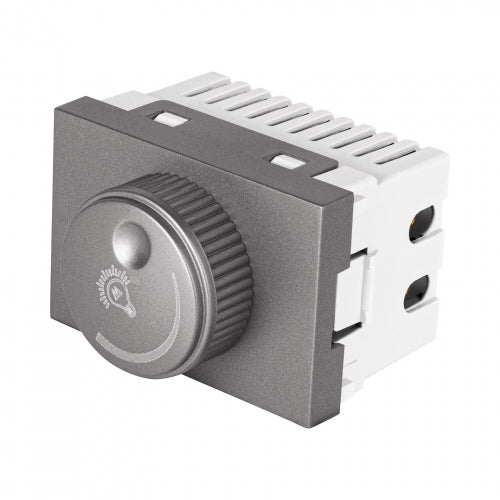 Dimmer giratorio acero inox de 1.5 módulos, línea Lisboa 47833 DIM15-LA