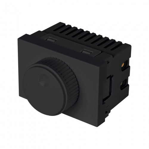 Dimmer giratorio negro de 1.5 módulos, línea Lisboa, Volteck 47886 DIM15-LN