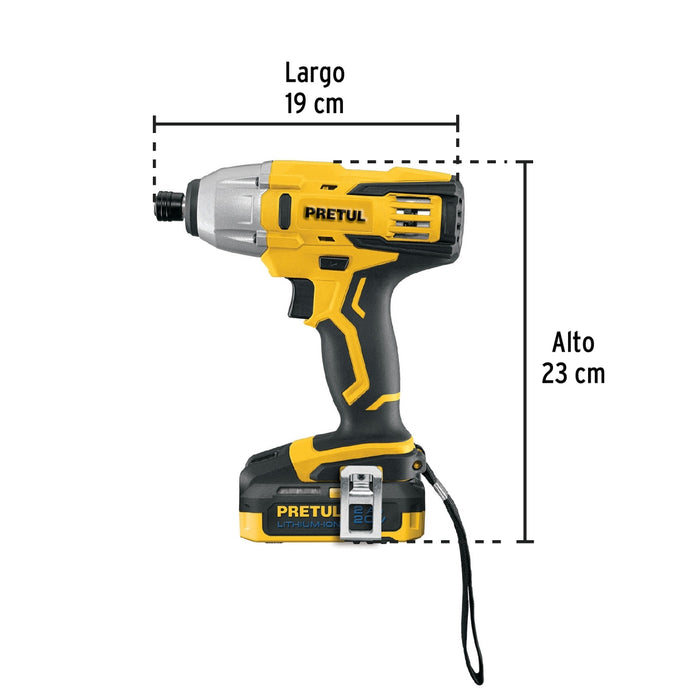 Destornillador de impacto inalámbrico 1/4', 20 V, Pretul 28269 DIMI-20P