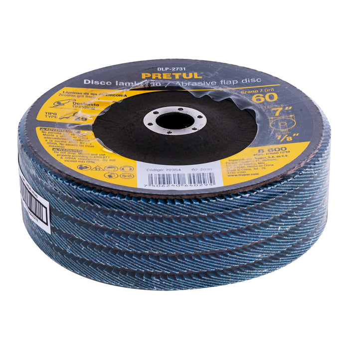 Disco 7' laminado grano 60 centro 7/8', Pretul 22354 DLP-2731
