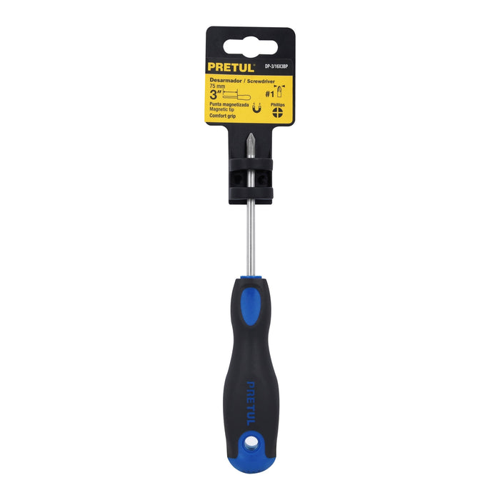 Desarmador de cruz 3/16' x 3' mango Comfort Grip, Pretul 21493