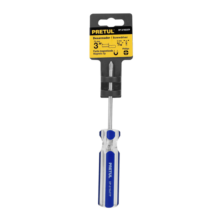 Desarmador de cruz 3/16 x 3' mango de PVC, Pretul 21471