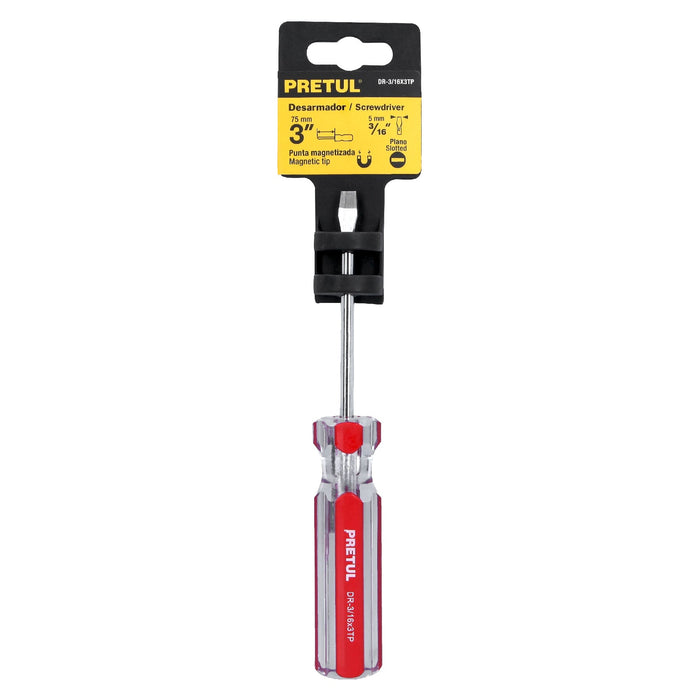 Desarmador plano 3/16 x 3' mango de PVC, Pretul 21456