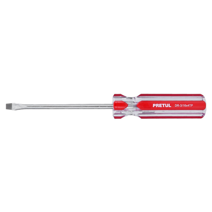 Desarmador plano 3/16 x 4' mango de PVC, Pretul 21458