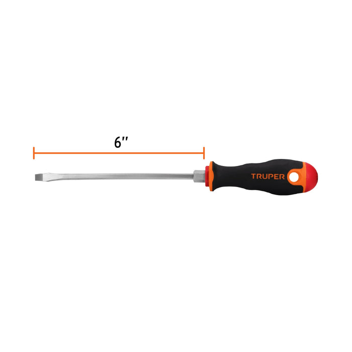 Desarmador plano 3/16' x 6' mango Comfort Grip, Truper Código:  100832
