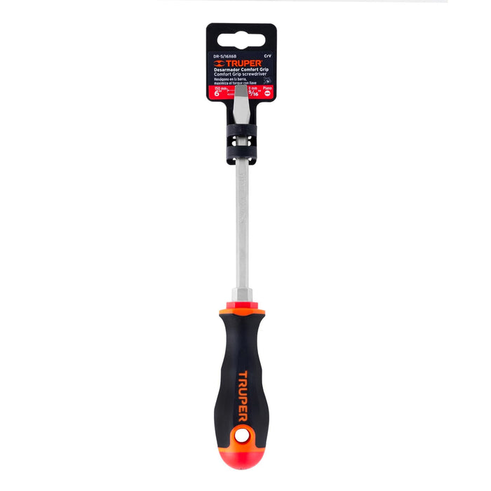 Desarmador plano 5/16' x 6' mango Comfort Grip, Truper Código: 14006