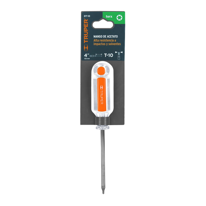 Desarmador punta Torx T 10 mango de acetato, Truper 15101 DT-10