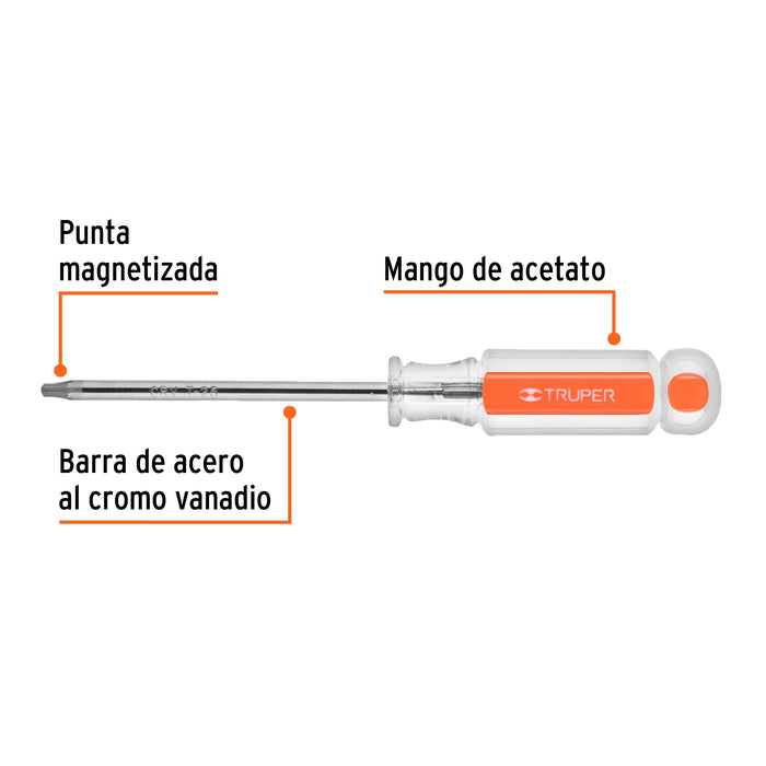 Desarmador punta Torx T 25 mango de acetato, Truper 15104 DT-25